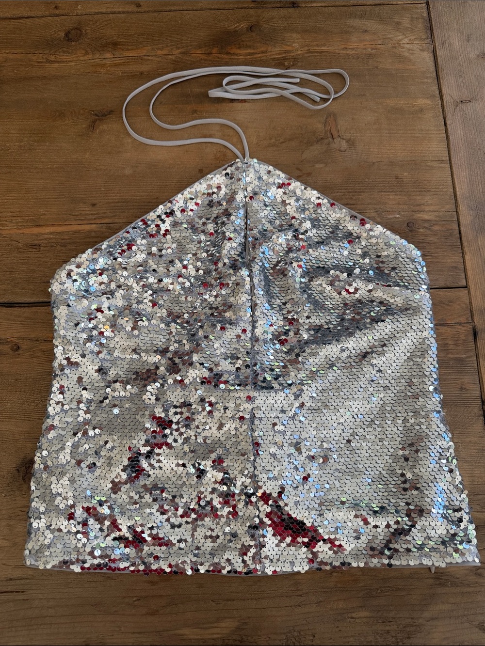 Reformation Silver Sequin Halter Top - Sparkling Party Crop sz 4